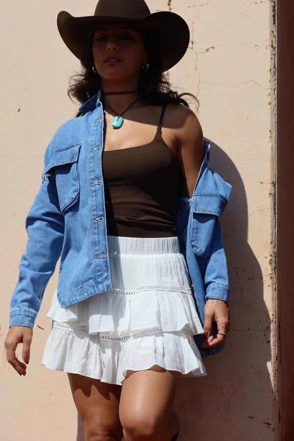 Camisa Jeans com Bolso Cargo