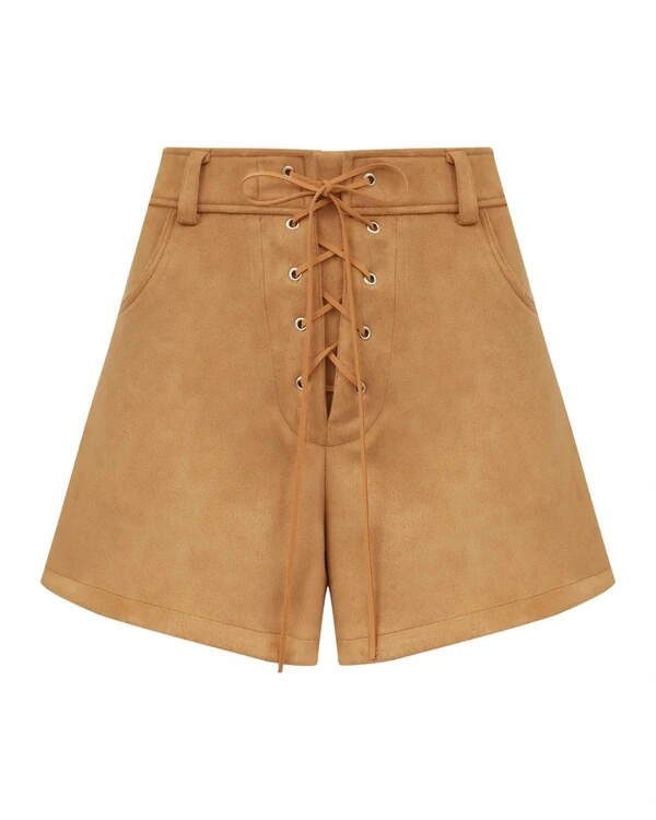 Shorts Suede Bege