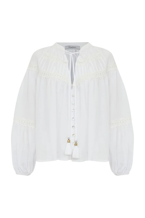 Bata Ampla com Renda Off White