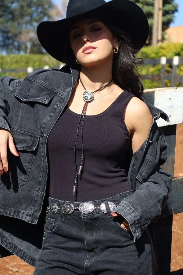 Camisa Jeans Oversized Preta
