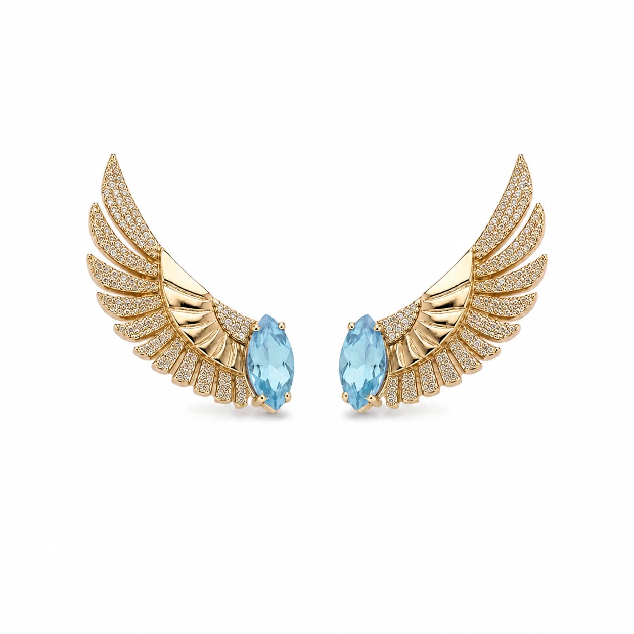 Foto Ear Cuff Asa com Cristal Sky – Banho de Ouro 18K