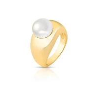 Anel Bibelot com Pérola e Banho de Ouro 18K