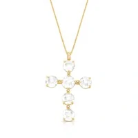Colar Cruz com Banho de Ouro 18K e Zircônias