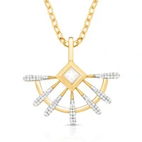 Colar Compasso com Cristal, Zircônias e Banho Ouro 18K
