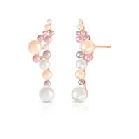 Brinco Beth com Pérolas e Banho de Ouro Rosé