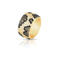 Anel Leopardos com Zircônias e Banho de Ouro 18K