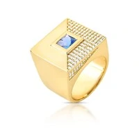 Anel Argent com Cristal, Zircônias e Banho de Ouro 18K