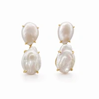 Brinco Germanotta com Madrepérola e Banho de Ouro 18K