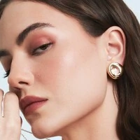 Brinco Jilli Maxi com Cristal translúcido e Banho de Ouro 18K