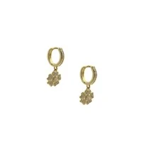 Brinco Argola Flor com Zircônias e Banho de Ouro 18K