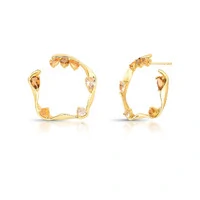 Brinco Argola Frontal com Cristais fumê e Banho de Ouro 18K