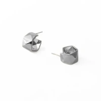 Brinco Gran Geometria Banho Ródio Branco