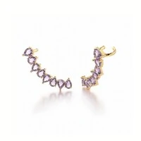 Ear Cuff Satur Cristais Ametista Banho Ouro 18K