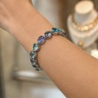Pulseira Riviera com Cristais e Banho de Ródio Branco