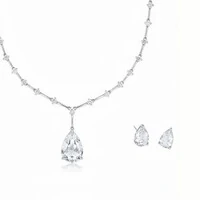 Conjunto Gota com Cristal Branco e Banho de Ródio Branco