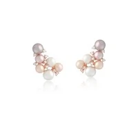 Brinco Bubbles com Pérolas, Zircônias e Banho de Ouro Rosê