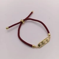 Pulseira Cordao e Pedra e Banho de Ouro 18K
