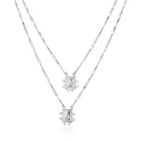 Escapulário com Banho de Ródio Branco e Zircônias