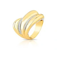 Anel Auguri com Zircônias e Banho Ouro 18K | Design Fluido e Sofisticado