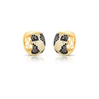 Brinco Argola Leopardos com Zircônias e Banho de Ouro 18K