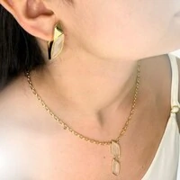 Colar Bonfim com Cristal Translúcido e Banho de Ouro 18K