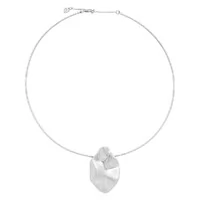 Colar Aro com Pingente Orgânico, Banho de Ródio Branco e Acabamento Acetinado