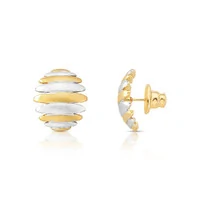 Brinco Annélides - Design Orgânico com Acabamento Acetinado e Mix de Banhos Ouro 18K e Ródio Branco