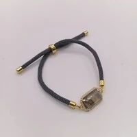 Pulseira Cordao e Pedra e Banho de Ouro 18K