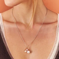 Colar Mix 3 Pérolas com Zircônias e Banho de Ouro Rosé