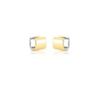 Argola Click - Design Moderno com Mix de Banhos Ouro 18K e Ródio Branco