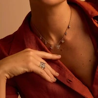 Colar Fé II com pingentes em Banho de Ouro 18K e Zircônias