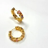 Brinco Cravejado com Banho de Ouro 18K