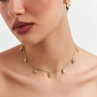 Colar Vidal com Cristais e Banho de Ouro 18K