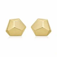 Brinco Botão Geométrico com Banho de Ouro 18K