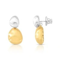 Brinco Uova Pendente com Mix de Banhos e Acabamento Acetinado