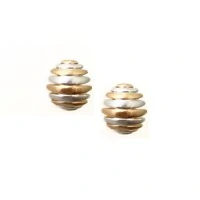 Brinco Annélides - Design Orgânico com Acabamento Acetinado e Mix de Banhos Ouro 18K e Ródio Branco
