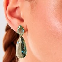 Brinco com Cristal e Banho de Ouro 18K