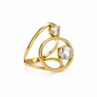 Anel Formas com Cristal White e Banho de Ouro 18K - Sofisticação com Design Orgânico