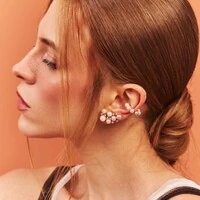 Piercing Mix Coral com Pérolas e Banho de Ouro Rosê