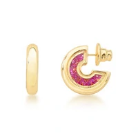 Brinco Aurora com Banho de Ouro 18K e Cristais encapsulados em Rosa