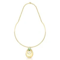 Colar Opulenza com Cristal Verde Banho de Ouro 18k