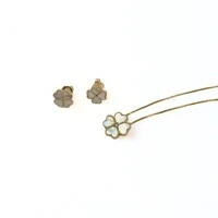 Conjunto Trevo com Madrepérola e Banho de Ouro 18K