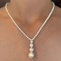 Colar Gravata Pérola Shell Banho Ouro 18K