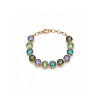 Pulseira Riviera com Cristais e Banho de Ouro 18K