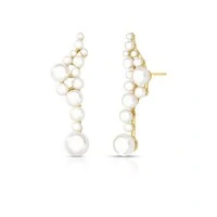 Brinco Beth com Pérolas - Elegância Clássica em Banho de Ouro 18k