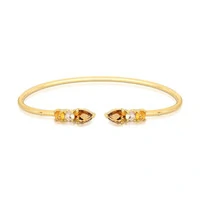 Bracelete Fumê com Cristal, Zircônias e Banho Ouro 18K