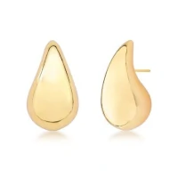 Brinco Gota Grande Liso Banho de Ouro 18k