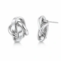 Brinco Knot com Banho de Ródio Branco