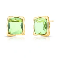 Brinco Quadrado com Cristal e Banho de Ouro 18k