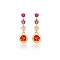 Brinco Pontos Trend Rainbow Banho Ouro 18K